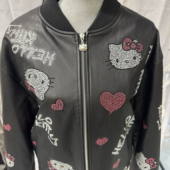 Forever 21 x Hello Kitty & Friends Rhinestone Bomber Jacket Black Women’s M NWT - Picture 4 of 13